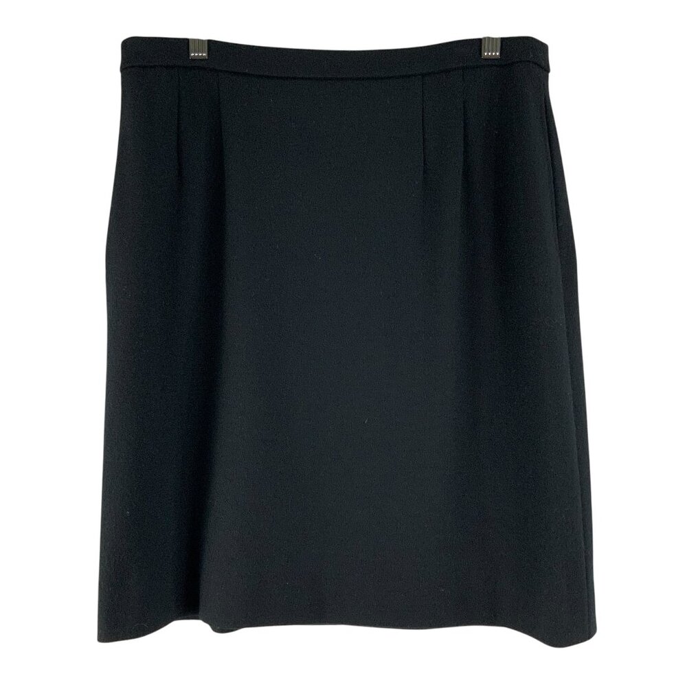 Bleyle Classics Solid Black Elastic Waist Mid WOOL Skirt Size 12 w/Pockets